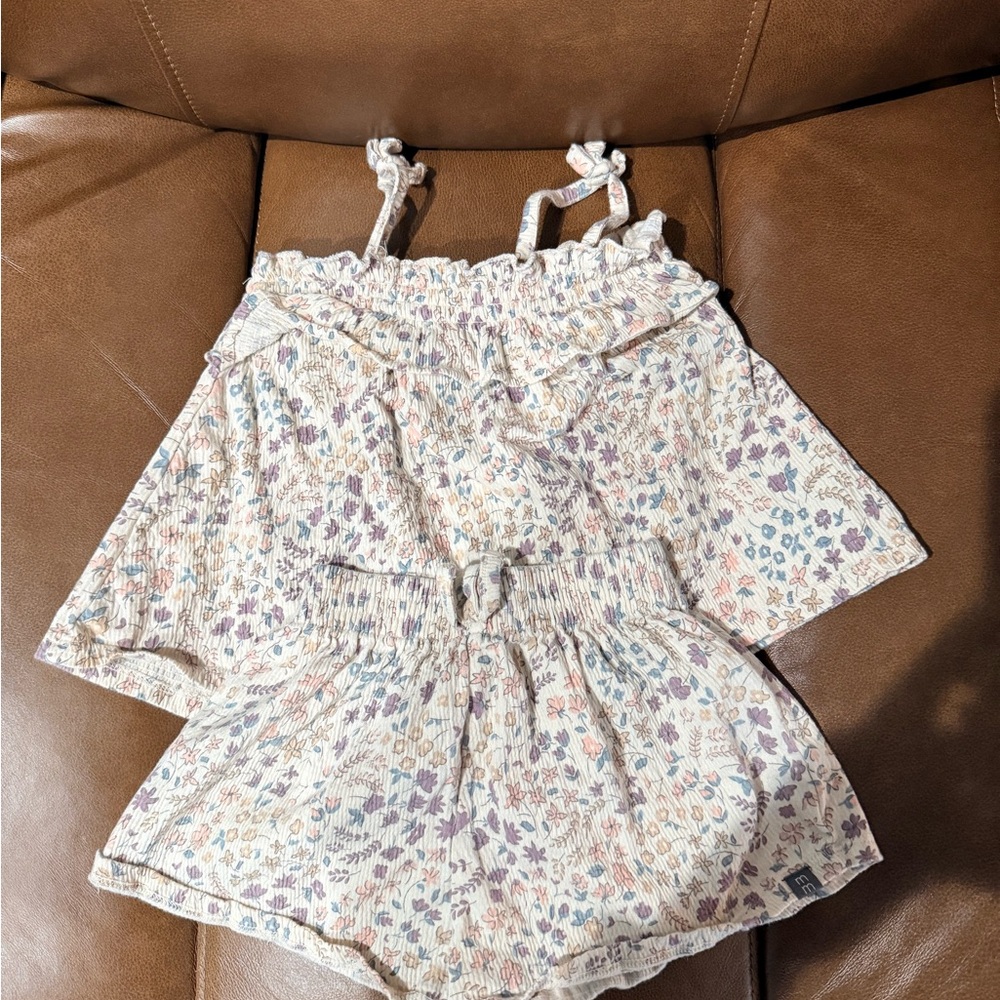 Floral Print Top and Shorts Set